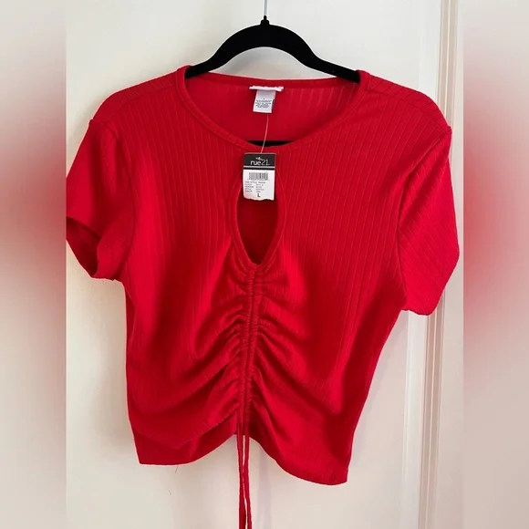 Rue 21 red scrunch crop top size large (red) (NWT) - Picture 1 of 4